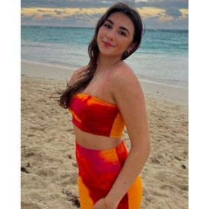 ThatsSoFetch Pink and Orange Maxi Skirt and Top Set